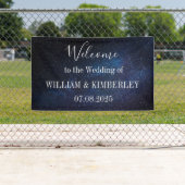 Sterrennacht Sterren Sky Galaxy Elegant Bruiloft Spandoek (Insitu)