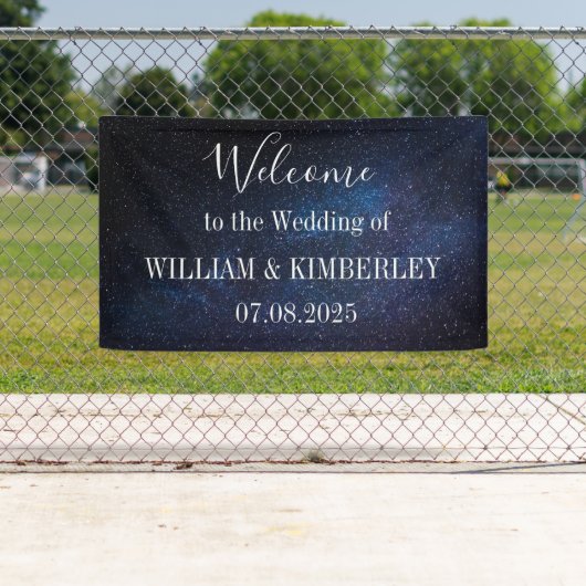 Sterrennacht Sterren Sky Galaxy Elegant Bruiloft Spandoek (Insitu)