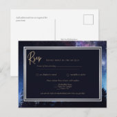 Sterrennacht Sterrenstelsel Trouw RSVP Navy Goud Briefkaart (Voorkant / Achterkant)