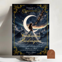 Sterrennacht Stofblauwe Quinceañera Uitnodiging