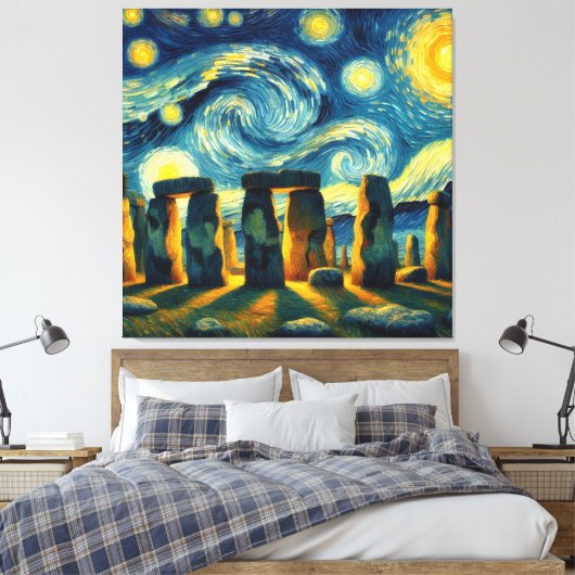 Sterrennacht Stonehenge Canvas Afdruk (Insitu (Slaapkamer))
