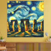 Sterrennacht Stonehenge Canvas Afdruk (Insitu (Woonkamer))