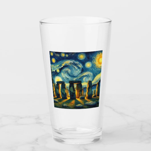 Sterrennacht Stonehenge Glas (Voorkant)