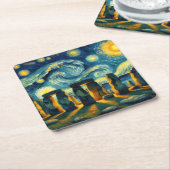 Sterrennacht Stonehenge Kartonnen Onderzetters (Schuin)