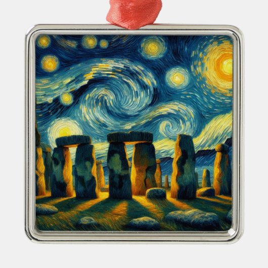 Sterrennacht Stonehenge Metalen Ornament (Voorkant)