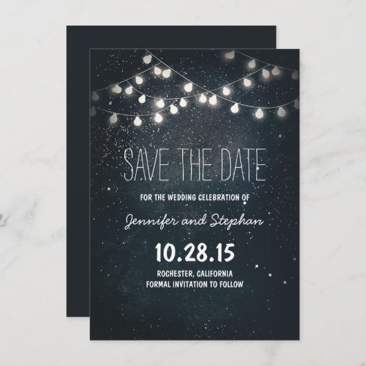 Sterrennacht String Lights Sla de datum op Save The Date (Voorkant / Achterkant)