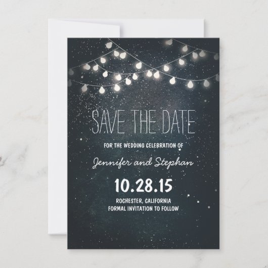 Sterrennacht String Lights Sla de datum op Save The Date (Voorkant)