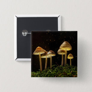 Sterrennacht stromende paddenstoelen vierkante button 5,1 cm