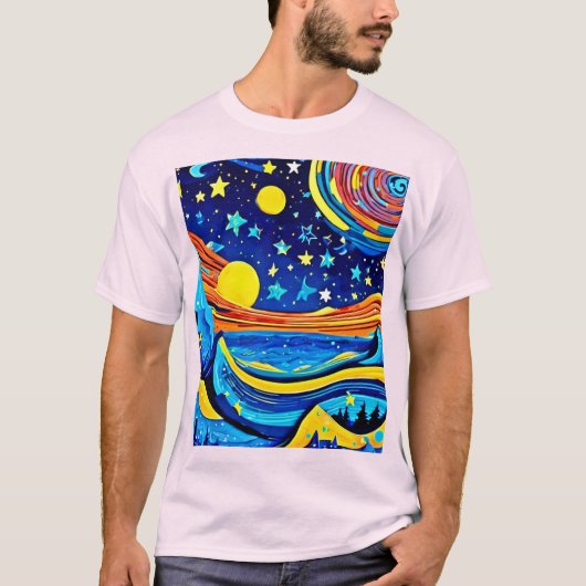Sterrennacht surrealisme t-shirt (Voorkant)