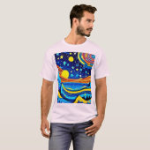 Sterrennacht surrealisme t-shirt (Voorkant volledig)