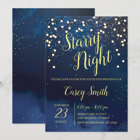 Sterrennacht Sweet Zestien Verjaardag Kaart (Voorkant / Achterkant)