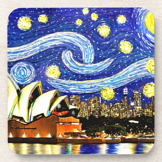 Sterrennacht Sydney Australia Opera House Bier Onderzetter (Voorkant)