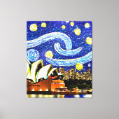 Sterrennacht Sydney Australia Opera House Drawstri Canvas Afdruk (Voorkant)