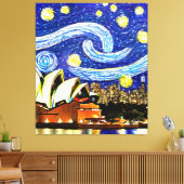 Sterrennacht Sydney Australia Opera House Drawstri Canvas Afdruk (Insitu (Woonkamer))