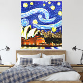 Sterrennacht Sydney Australia Opera House Drawstri Canvas Afdruk (Insitu (Slaapkamer))