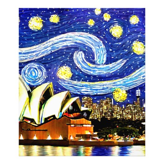 Sterrennacht Sydney Australia Opera House Foto Afdruk (Voorkant)