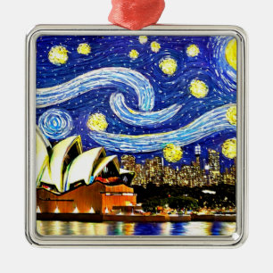 Sterrennacht Sydney Australia Opera House Metalen Ornament