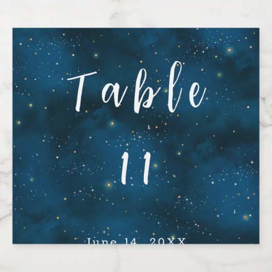 Sterrennacht Tafelnummer Bruiloft Sparkling Wijnetiket (Enkel label)