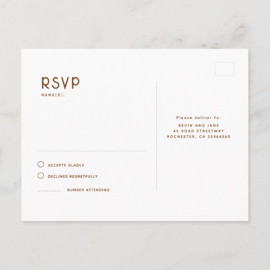 Sterrennacht Terracotta en gouden bruiloft RSVP Briefkaart (Achterkant)