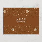 Sterrennacht Terracotta en gouden bruiloft RSVP Briefkaart (Voorkant)