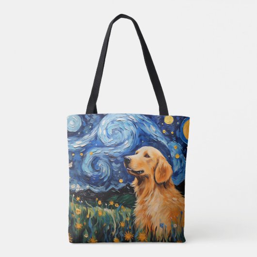 STERRENNACHT THEMA GOLDEN RETRIEVER DOG TOTE BAG (Achterkant)
