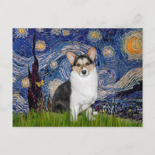 Sterrennacht - Tri Color Welsh Corgi 10 Briefkaart