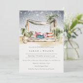 Sterrennacht Tropical Cabana Verloving Invite Bedankkaart (Staand voorkant)