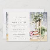 Sterrennacht Tropical Cabana Verloving Invite Bedankkaart (Voorkant)