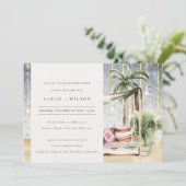 Sterrennacht Tropical Cabana Verloving Invite Bedankkaart (Staand voorkant)