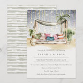 Sterrennacht Tropical Cabana Verloving Invite Bedankkaart (Voorkant / Achterkant)