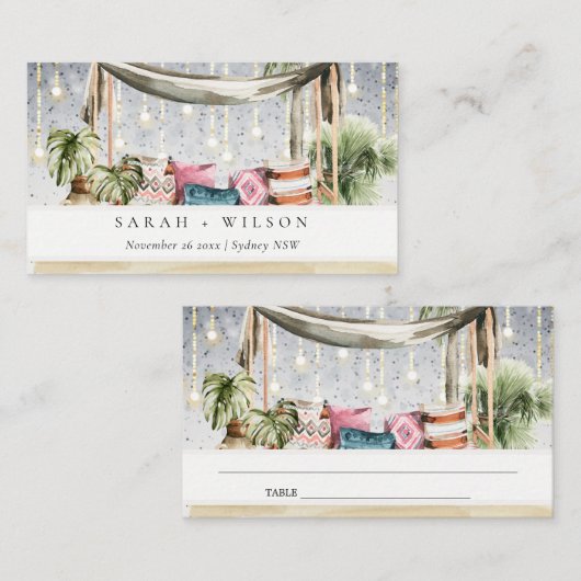 Sterrennacht Tropisch Palm Beach Cabana Weddenscha Plaatskaartje (Voorkant / Achterkant)