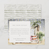 Sterrennacht Tropisch Palm Cabana Wedding Details Informatiekaartje (Voorkant / Achterkant)