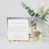 Sterrennacht Tropisch Palm Cabana Wedding Details Informatiekaartje (Staand voorkant)