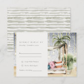 Sterrennacht Tropisch Palm Cabana Wedding RSVP Informatiekaartje (Voorkant / Achterkant)