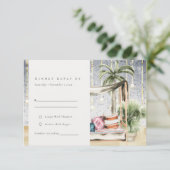 Sterrennacht Tropisch Palm Cabana Wedding RSVP Informatiekaartje (Staand voorkant)
