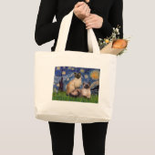 Sterrennacht - Twee Siamese katten (Choc Pt) Grote Tote Bag (Voorkant (product))