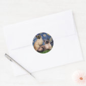 Sterrennacht - Twee Siamese katten (Choc Pt) Ronde Sticker (Envelop)