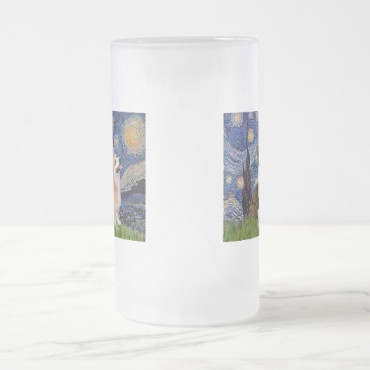 Sterrennacht - Twee Welsh Corgis (C + P) Matglas Bierpul (Center)