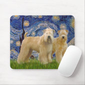 Sterrennacht - Twee Wheaten Terriers (2e) Muismat (Met muis)