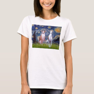 Sterrennacht - Twee Whippets T-shirt