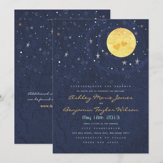 Sterrennacht - Uitnodiging tot volledige huwelijks (Voorkant / Achterkant)