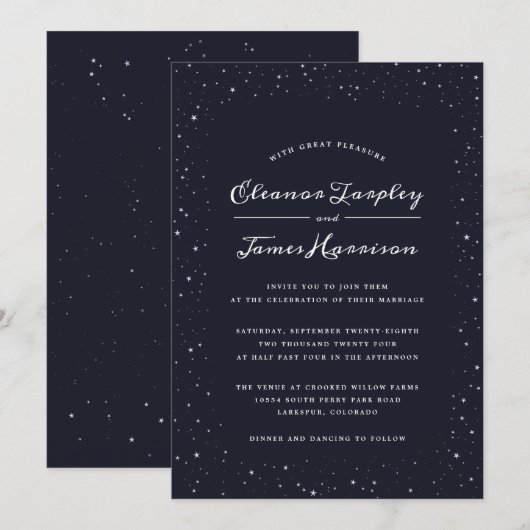 Sterrennacht  uitnodiging voor kleurenweddenschap (Voorkant / Achterkant)