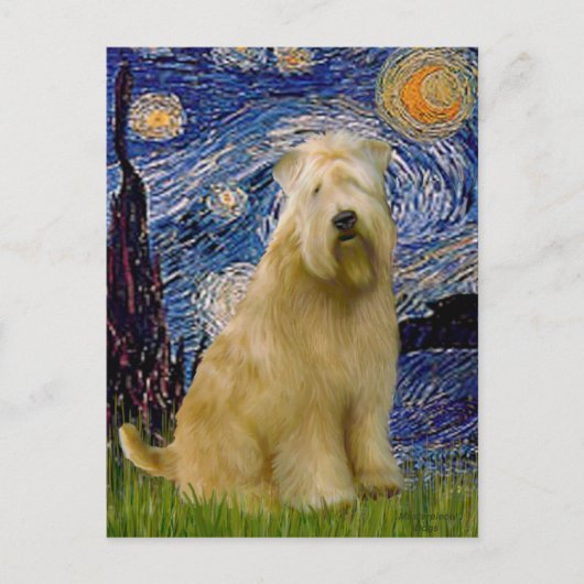 Sterrennacht (V) - Wheaten Terrier Briefkaart (Voorkant)