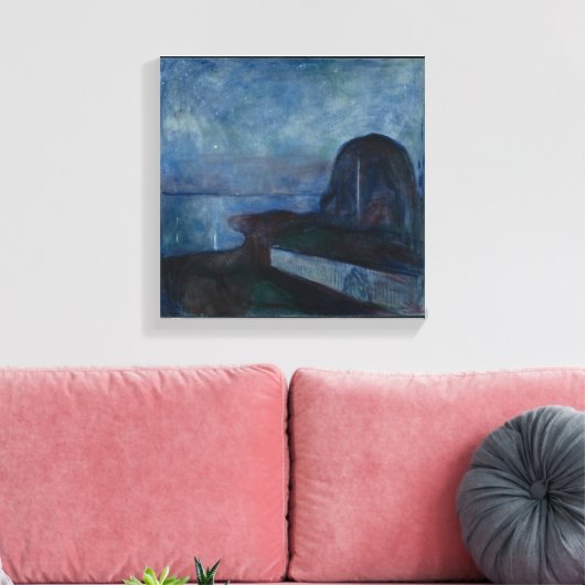 Sterrennacht van Edvard MUNCH, symboliserende schi Canvas Afdruk (Insitu (Woonkamer))