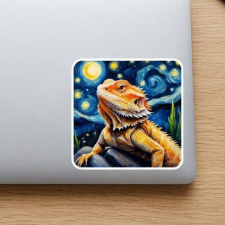 Sterrennacht Van Gogh Baardagaam Kunst Vierkante Sticker