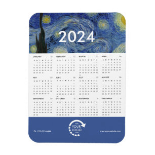 Sterrennacht Van Gogh Business Logo 2024 Kalender Magneet