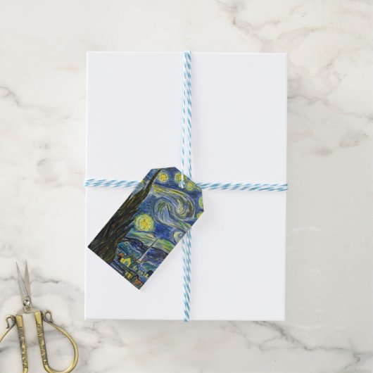 Sterrennacht Van Gogh Cadeaulabel (Met Touw)