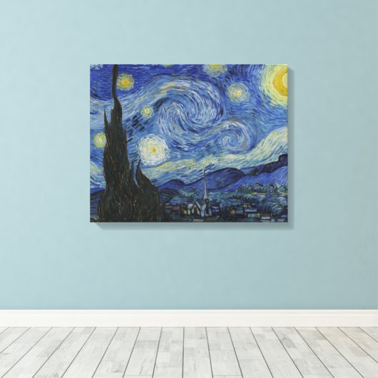 Sterrennacht Van Gogh Canvas Afdruk (Insitu (Houten vloer))