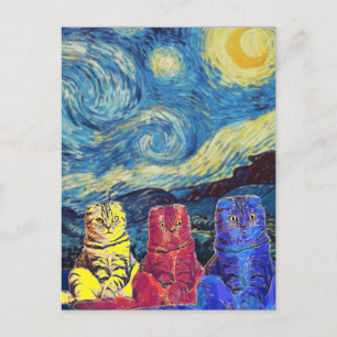 Sterrennacht, Van Gogh, Cat Art Parody Briefkaart