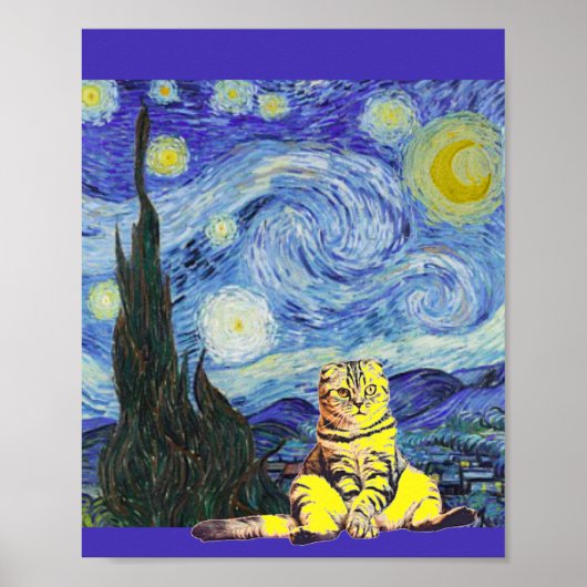 Sterrennacht, Van Gogh, Cat Art Parody Poster (Voorkant)